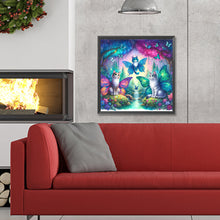 Load image into Gallery viewer, Kitten And Butterfly In The Mysterious Forest 30X30CM(Canvas) Full Round Drill Diamond Painting
