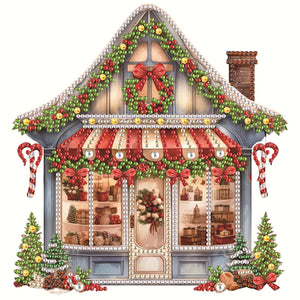 Christmas Shop 25X25CM(Canvas) Partial Special Shaped Drill Diamond Painting