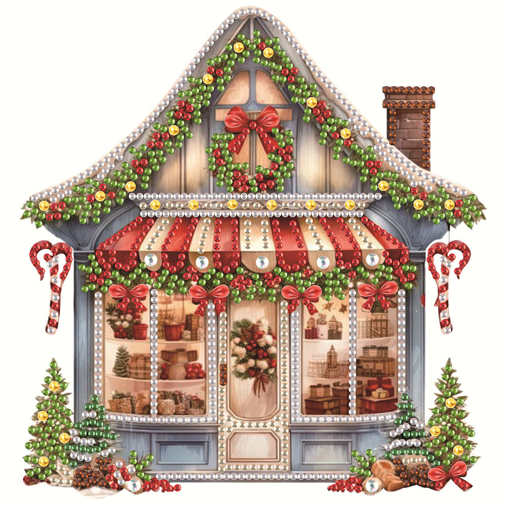 Christmas Shop 25X25CM(Canvas) Partial Special Shaped Drill Diamond Painting