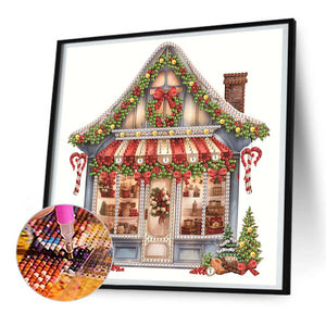 Christmas Shop 25X25CM(Canvas) Partial Special Shaped Drill Diamond Painting