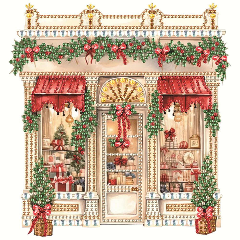 Christmas Shop 25X25CM(Canvas) Partial Special Shaped Drill Diamond Painting