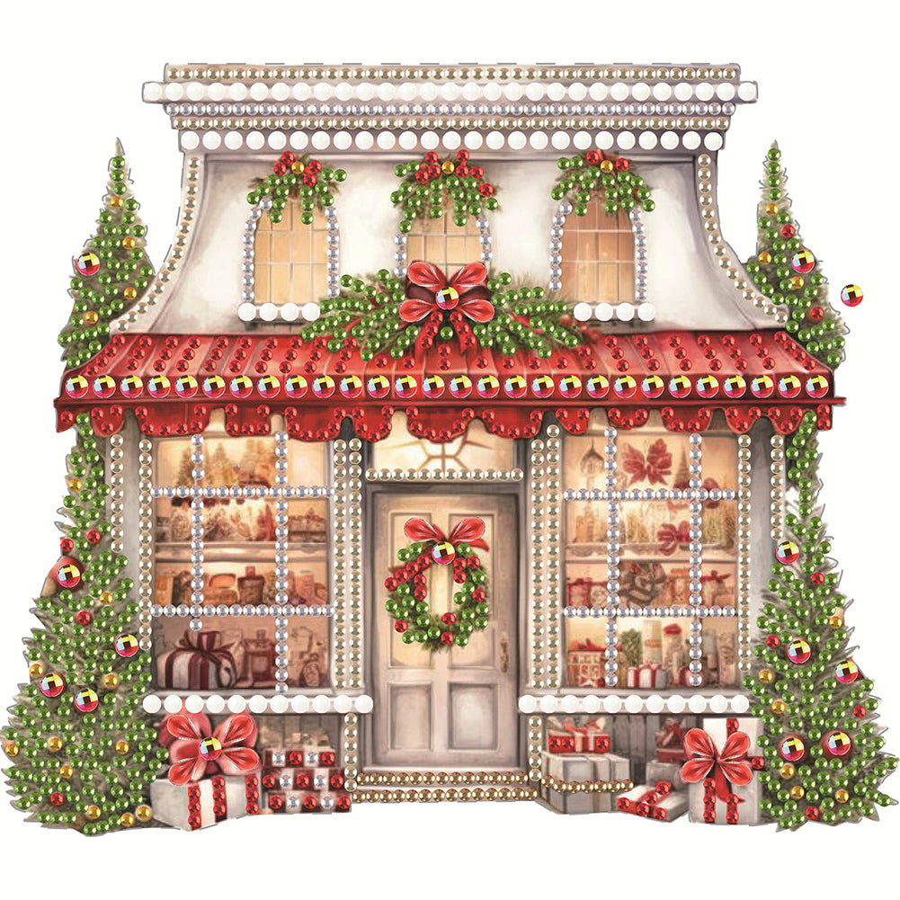 Christmas Shop 25X25CM(Canvas) Partial Special Shaped Drill Diamond Painting