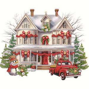 Christmas Shop 25X25CM(Canvas) Partial Special Shaped Drill Diamond Painting