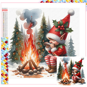 Santa Claus And Elves 45X75CM(Canvas) Full Square Drill Diamond Painting