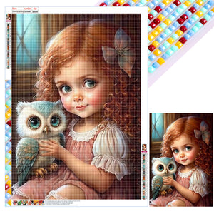 Girls And Cute Pets 50X70CM(Canvas) Full Square Drill Diamond Painting