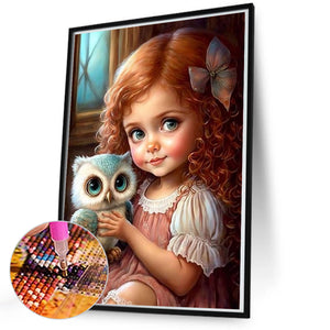 Girls And Cute Pets 50X70CM(Canvas) Full Square Drill Diamond Painting