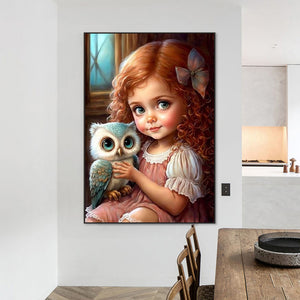 Girls And Cute Pets 50X70CM(Canvas) Full Square Drill Diamond Painting