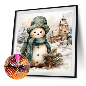 Christmas Snowman 45X45CM(Canvas) Full AB Square Drill Diamond Painting