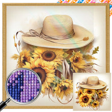 Load image into Gallery viewer, Sunflower And Straw Hat 45X45CM(Canvas) Full AB Square Drill Diamond Painting
