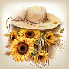 Load image into Gallery viewer, Sunflower And Straw Hat 45X45CM(Canvas) Full AB Square Drill Diamond Painting
