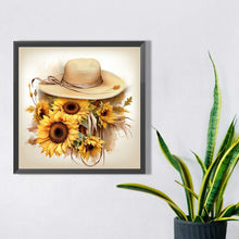 Load image into Gallery viewer, Sunflower And Straw Hat 45X45CM(Canvas) Full AB Square Drill Diamond Painting
