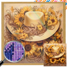 Load image into Gallery viewer, Sunflower And Straw Hat 45X45CM(Canvas) Full AB Square Drill Diamond Painting
