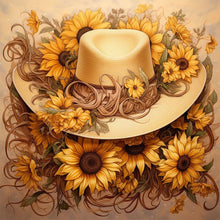 Load image into Gallery viewer, Sunflower And Straw Hat 45X45CM(Canvas) Full AB Square Drill Diamond Painting
