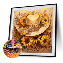 Load image into Gallery viewer, Sunflower And Straw Hat 45X45CM(Canvas) Full AB Square Drill Diamond Painting
