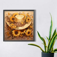 Load image into Gallery viewer, Sunflower And Straw Hat 45X45CM(Canvas) Full AB Square Drill Diamond Painting
