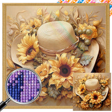 Load image into Gallery viewer, Sunflower And Straw Hat 45X45CM(Canvas) Full AB Square Drill Diamond Painting
