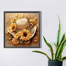 Load image into Gallery viewer, Sunflower And Straw Hat 45X45CM(Canvas) Full AB Square Drill Diamond Painting
