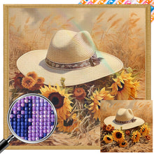 Load image into Gallery viewer, Sunflower And Straw Hat 45X45CM(Canvas) Full AB Square Drill Diamond Painting
