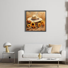 Load image into Gallery viewer, Sunflower And Straw Hat 45X45CM(Canvas) Full AB Square Drill Diamond Painting
