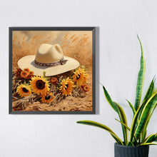 Load image into Gallery viewer, Sunflower And Straw Hat 45X45CM(Canvas) Full AB Square Drill Diamond Painting
