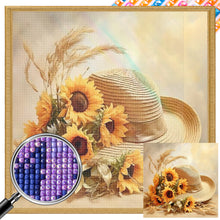 Load image into Gallery viewer, Sunflower And Straw Hat 45X45CM(Canvas) Full AB Square Drill Diamond Painting
