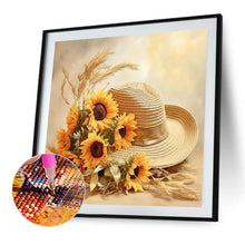 Load image into Gallery viewer, Sunflower And Straw Hat 45X45CM(Canvas) Full AB Square Drill Diamond Painting
