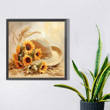 Load image into Gallery viewer, Sunflower And Straw Hat 45X45CM(Canvas) Full AB Square Drill Diamond Painting
