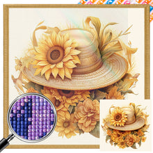 Load image into Gallery viewer, Sunflower And Straw Hat 45X45CM(Canvas) Full AB Square Drill Diamond Painting
