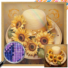 Load image into Gallery viewer, Sunflower And Straw Hat 45X45CM(Canvas) Full AB Square Drill Diamond Painting
