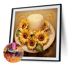 Load image into Gallery viewer, Sunflower And Straw Hat 45X45CM(Canvas) Full AB Square Drill Diamond Painting
