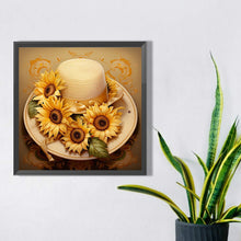 Load image into Gallery viewer, Sunflower And Straw Hat 45X45CM(Canvas) Full AB Square Drill Diamond Painting
