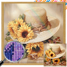 Load image into Gallery viewer, Sunflower And Straw Hat 45X45CM(Canvas) Full AB Square Drill Diamond Painting
