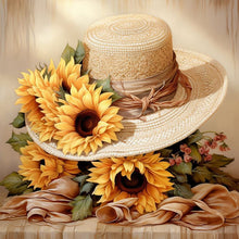 Load image into Gallery viewer, Sunflower And Straw Hat 45X45CM(Canvas) Full AB Square Drill Diamond Painting
