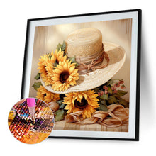 Load image into Gallery viewer, Sunflower And Straw Hat 45X45CM(Canvas) Full AB Square Drill Diamond Painting
