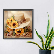 Load image into Gallery viewer, Sunflower And Straw Hat 45X45CM(Canvas) Full AB Square Drill Diamond Painting
