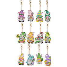 Load image into Gallery viewer, 12 PCS Double Sided Diamond Painting Art Keychain Pendant for Beginners (Gnome)
