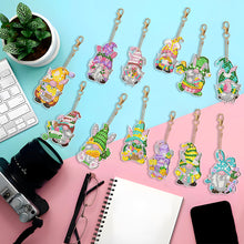 Load image into Gallery viewer, 12 PCS Double Sided Diamond Painting Art Keychain Pendant for Beginners (Gnome)

