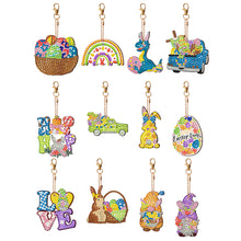Load image into Gallery viewer, 12 PCS Double Sided Diamond Painting Keychain Pendant for Beginner (Easter Egg)
