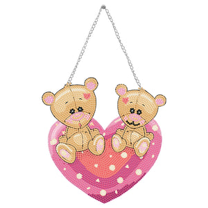 Acrylic Love Bear Single-Sided 5D DIY Diamond Painting Hanging Pendant 20x20cm