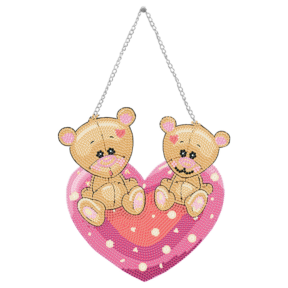 Acrylic Love Bear Single-Sided 5D DIY Diamond Painting Hanging Pendant 20x20cm