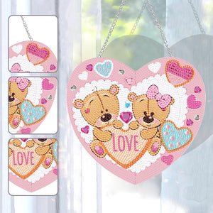 Acrylic Love Bear Single-Sided 5D DIY Diamond Painting Hanging Pendant 20x20cm