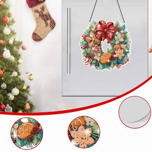 Christmas Special Shaped Diamond Painting Art Hanging Wreath (Biscuit Bow)