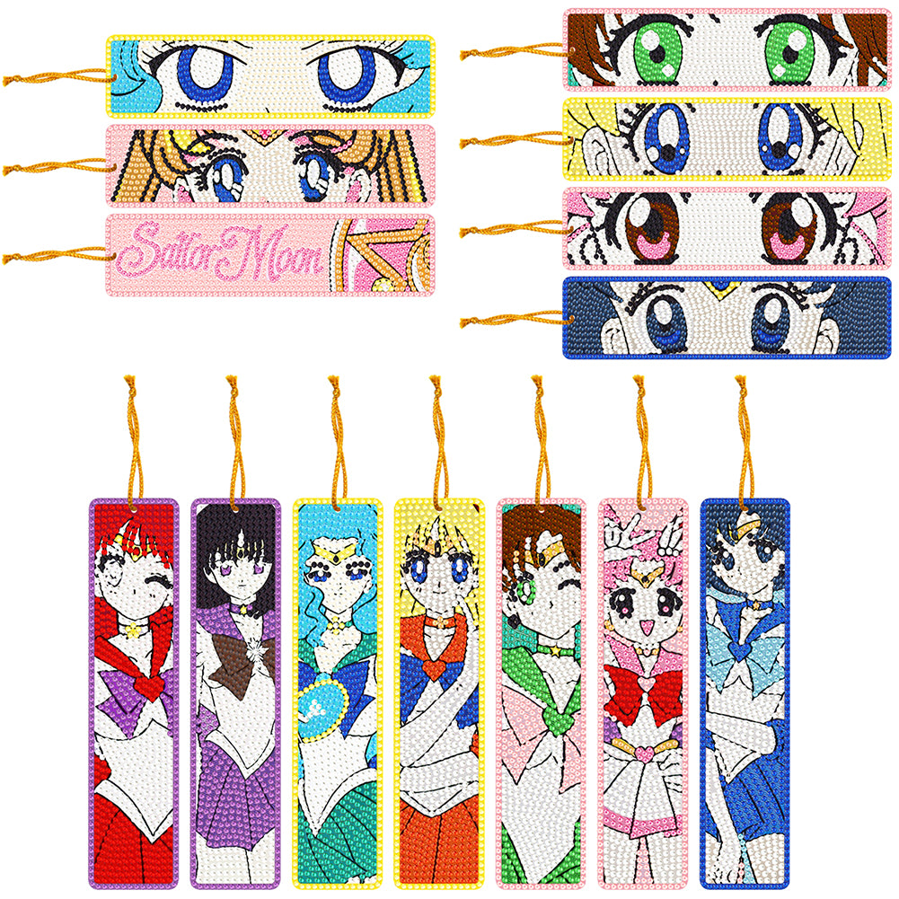 14 PCS Diamond Painting Bookmarks for Reading Lover(Pretty Guardian Sailor Moon)