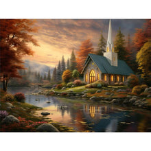 Load image into Gallery viewer, Village Church 40X30CM(Canvas) Full Round Drill Diamond Painting
