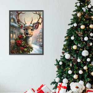 Christmas Reindeer 30X40CM(Canvas) Full Round Drill Diamond Painting