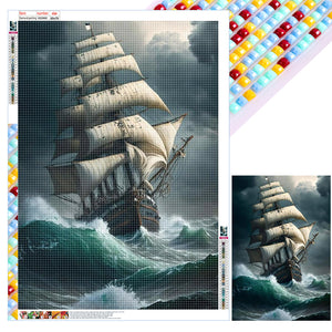 Sea Sailing Boat 50X70CM(Canvas) Full Square Drill Diamond Painting