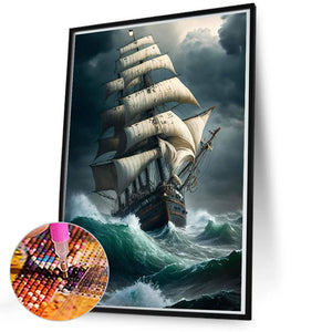 Sea Sailing Boat 50X70CM(Canvas) Full Square Drill Diamond Painting