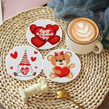 Load image into Gallery viewer, 8 PCS Acrylic Diamond Painting Art Coaster Kit with Holder (Love Bear)
