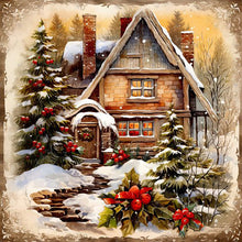 Load image into Gallery viewer, Snow Cabin 30X30CM(Canvas) Full Round Drill Diamond Painting
