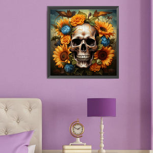 Flower Skull 50X50CM(Canvas) Full Round Drill Diamond Painting